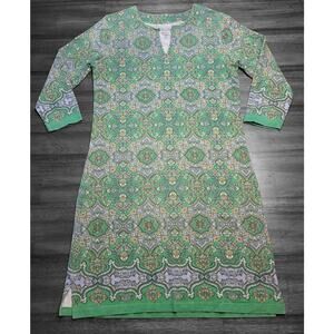 Coolibar UPF 50+ Oceanside Tunic Dress Green Paisley XS 3/4 Sleeve NWOT
